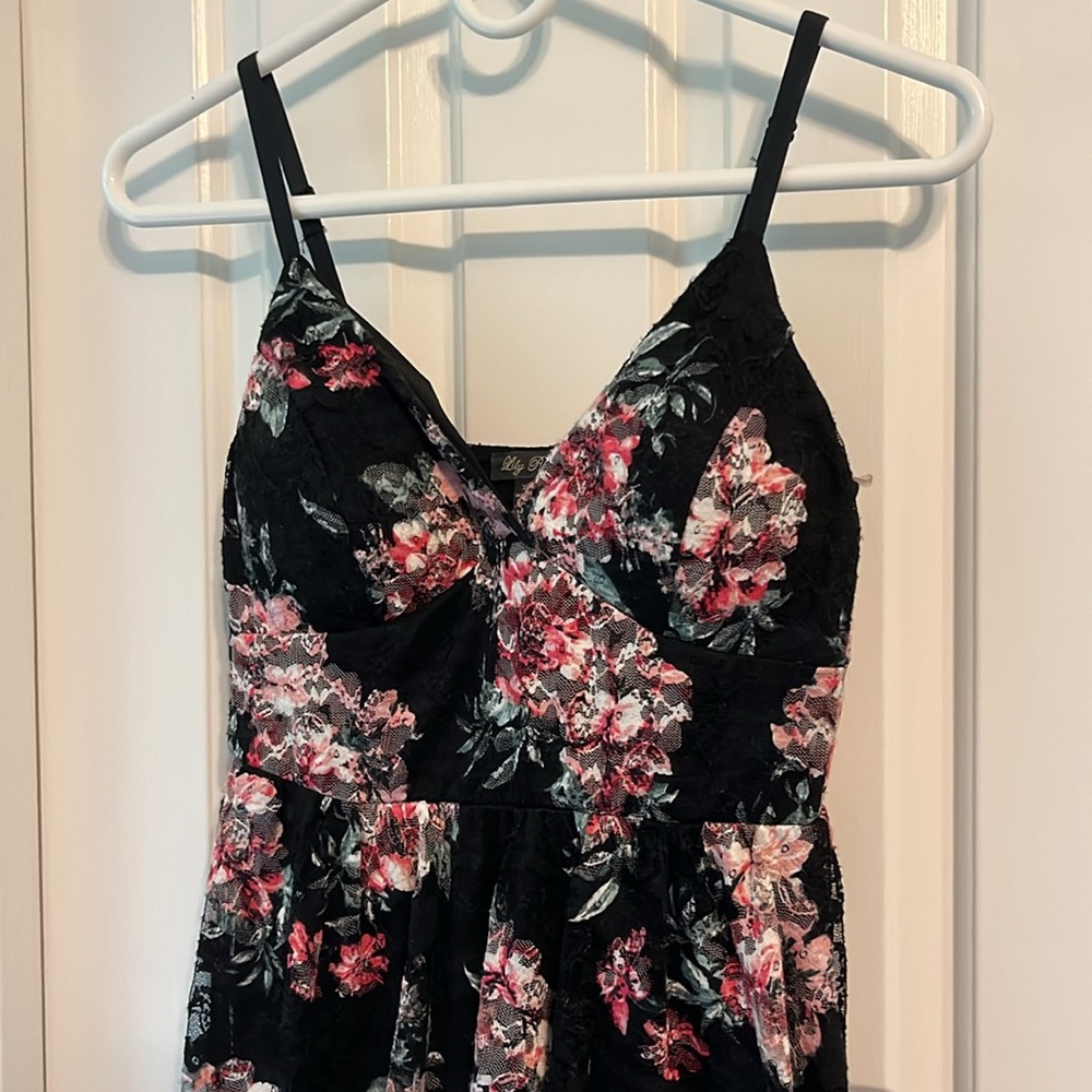 Lacey Floral High to Low Dress
